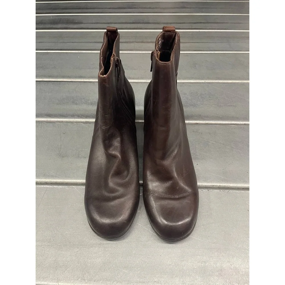 Spring Step Ankle Boots Womens‎ 9.5 Brown Leather Bootie Side Zip
